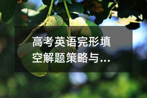 高考考试英语完形填空解题方案与方法
