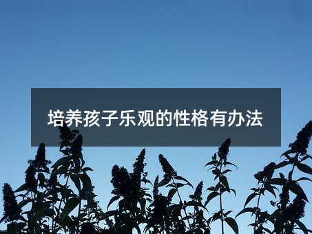 培养孩子乐观的性格有办法