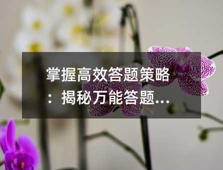 掌握高效答题策略:揭秘万能答题公式