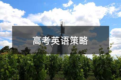 高考英语策略