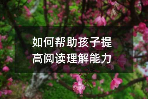 如何帮助孩子提高阅读理解能力