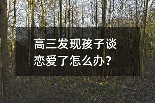 高三发现孩子谈恋爱了怎么办?