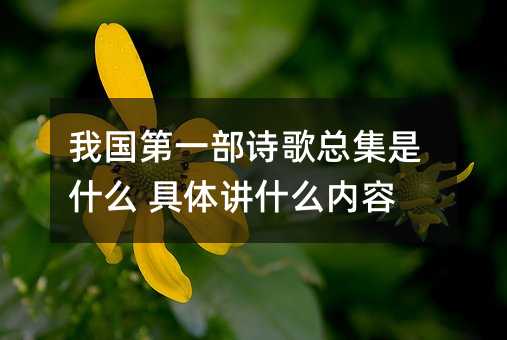 我国第一部诗歌总集是什么 具体讲什么内容