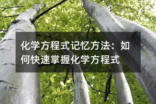 化学方程式记忆方法:如何快速掌握化学方程式