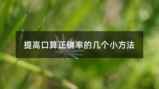 提高口算正确率的几个小方法