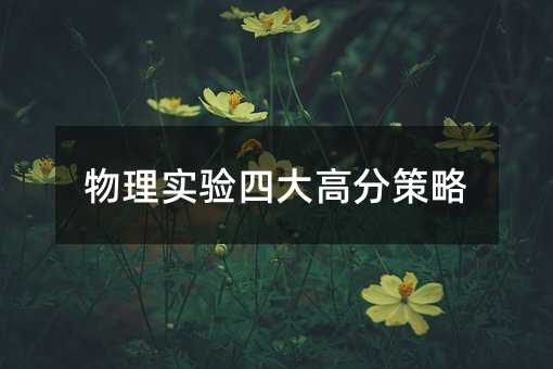 物理实验四大高分策略