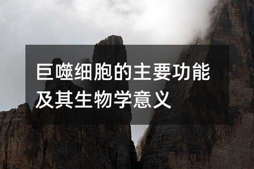 巨噬细胞的主要功能及其生物学意义