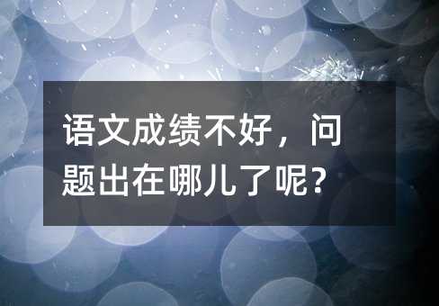 语文成绩不好,问题出在哪儿了呢?