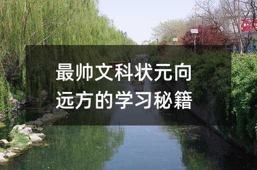 最帅文科状元向远方的学习秘籍