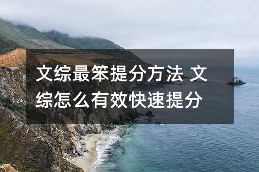 文综最笨提分方法 文综怎么有效快速提分