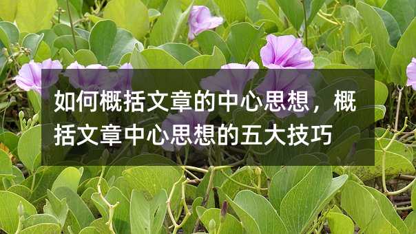 如何概括文章的中心思想,概括文章中心思想的五大技巧