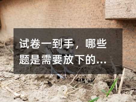 试卷一到手,哪些题是需要放下的呢?