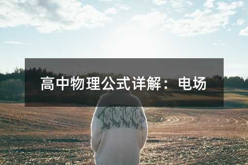 高中物理公式详解:电场