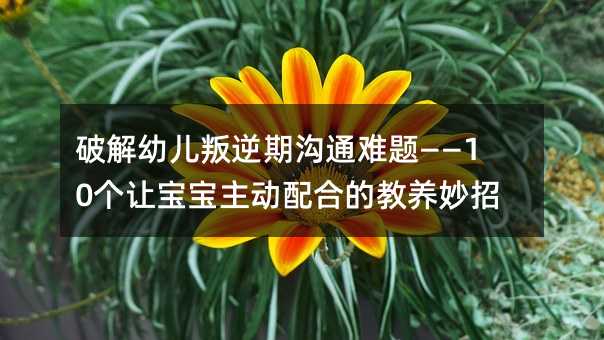 破解幼儿叛逆期沟通难题——10个让宝宝主动配合的教养妙招