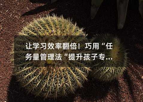 让学习效率翻倍!巧用“任务量管理法“提升孩子专注力