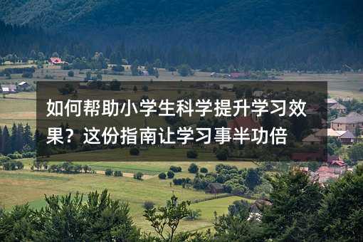 如何帮助小学生科学提升学习效果?这份指南让学习事半功倍