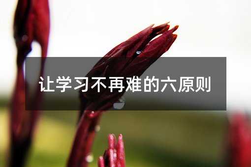 让学习不再难的六原则