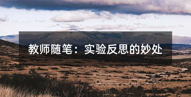 教师随笔:实验反思的妙处
