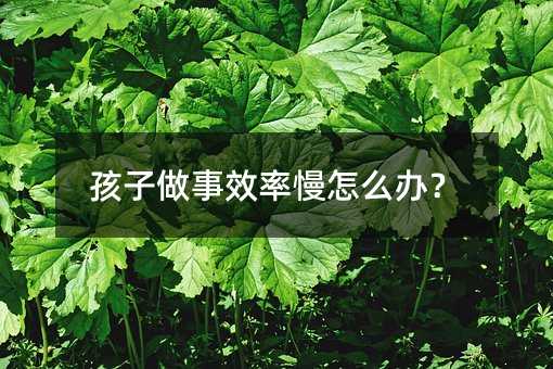 孩子做事效率慢怎么办？