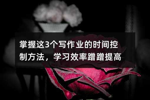掌握这3个写作业的时间控制方法,学习效率蹭蹭提高