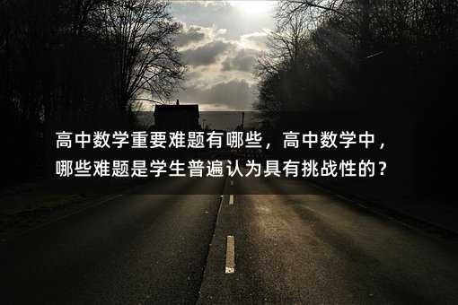 高中数学重要难题有哪些,高中数学中,哪些难题是学生普遍认为具有挑战性的?
