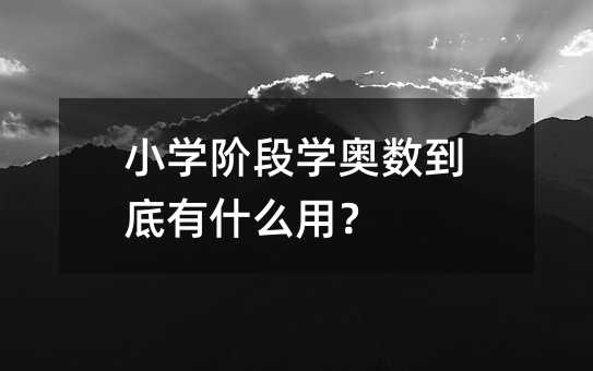 小学阶段学奥数到底有什么用?