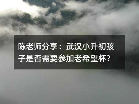 陈老师分享:武汉小升初孩子是否需要参加老希望杯?