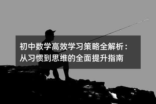 初中数学高效学习策略全解析:从习惯到思维的全面提升指南