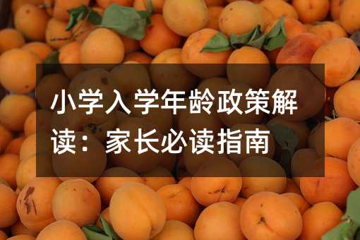 小学入学年龄政策解读:家长必读指南