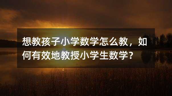 想教孩子小学数学怎么教,如何有效地教授小学生数学?