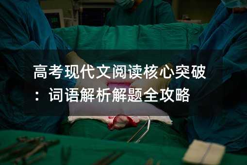 高考现代文阅读核心突破:词语解析解题全攻略
