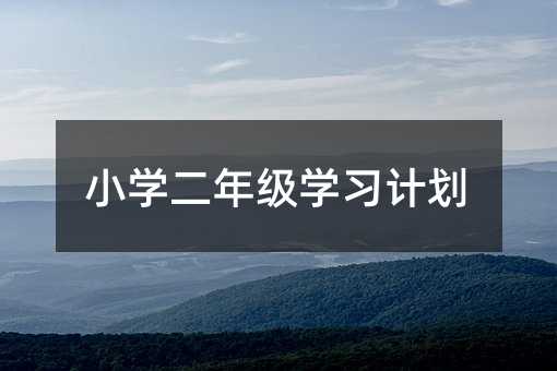 小学二年级学习计划