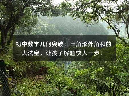初中数学几何突破:三角形外角和的三大法宝,让孩子解题快人一步!