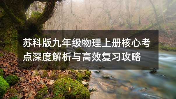 苏科版初三物理上册高频考点深度分析与高效复习攻略