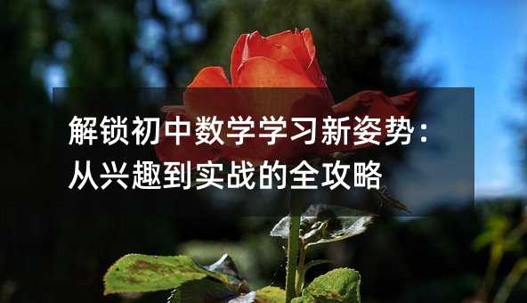 解锁初中数学学习新姿势:从兴趣到实战的全攻略
