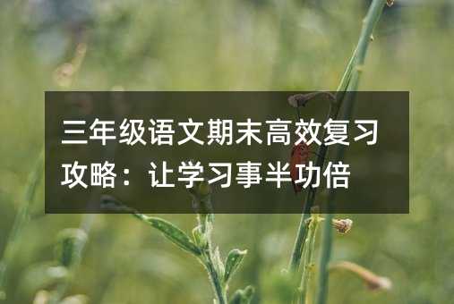 三年级语文期末高效复习攻略:让学习事半功倍