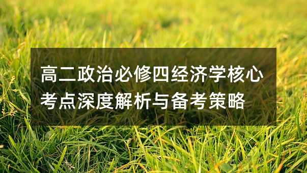 高二政治必修四经济学核心考点深度解析与备考策略