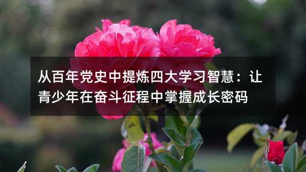 党史中提炼四大学习智慧：让青少年在奋斗征途中学会成长密码