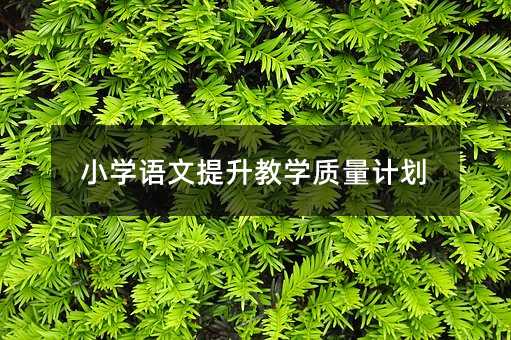 小学语文提升教学质量计划