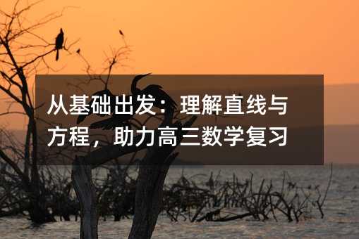从基础出发:理解直线与方程,助力高三数学复习