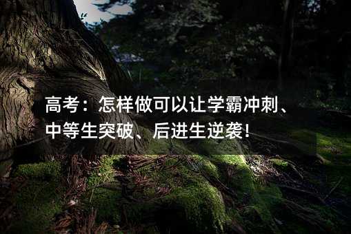 高考:怎样做可以让学霸冲刺、中等生突破、后进生逆袭!