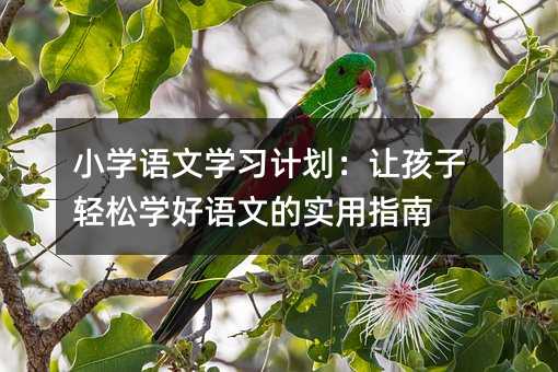 小学语文学习计划:让孩子轻松学好语文的实用指南