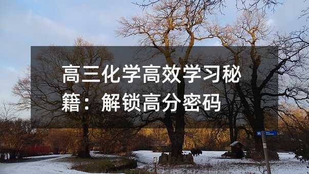 高三化学高效学习秘籍:解锁高分密码