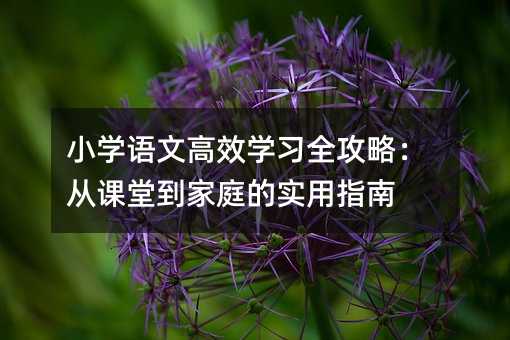 小学语文高效学习全攻略:从课堂到家庭的实用指南