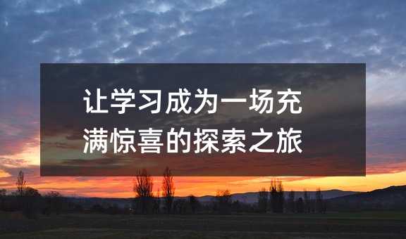 让学习成为一场充满惊喜的探索之旅
