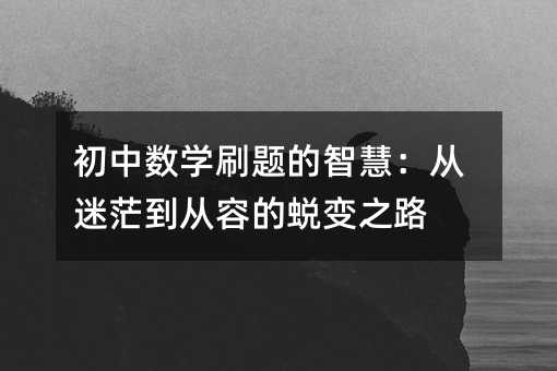 初中数学刷题的智慧:从迷茫到从容的蜕变之路