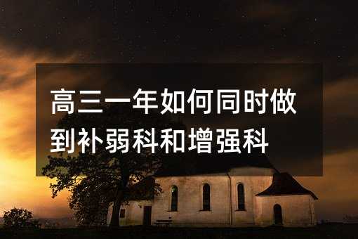 高三一年如何同时做到补弱科和增强科