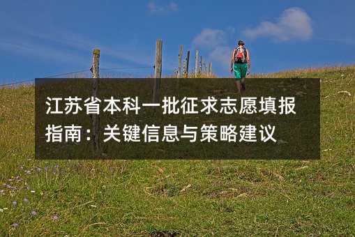 江苏省本科一批征求志愿填报指南:关键信息与策略建议