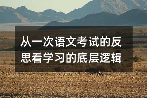 从一次语文考试的反思看学习的底层逻辑