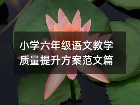 小学六年级语文教学质量提升方案范文篇